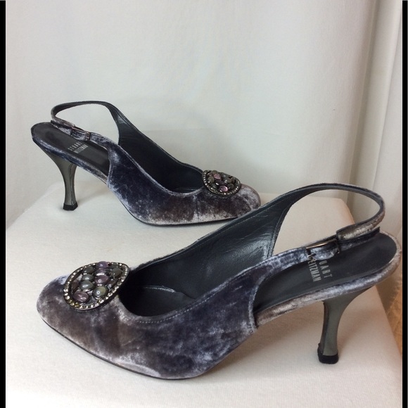 Stuart Weitzman velvet slingback heels Sz 7 1/2 M - Picture 3 of 15